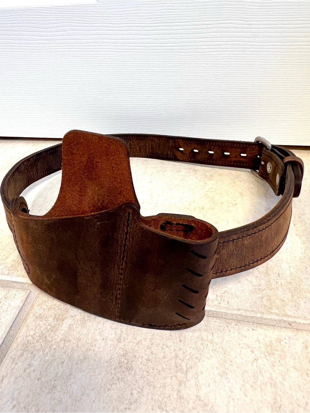Vintage Versacarry Brown Leather Gun Holster Belt USA Distressed Western Tactica